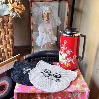 昭和レトロポップアクリル毛糸モチーフ編みハンドメイド雑貨小物 