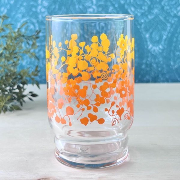 画像1: 佐々木ガラス　オレンジグラデーション　小花柄グラス　 (1)