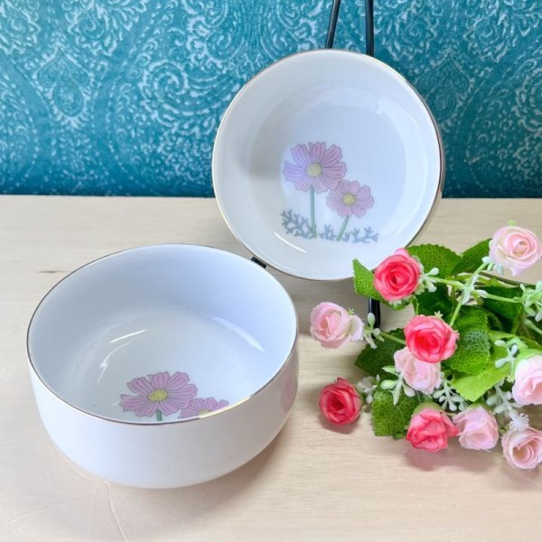 画像1: 花柄小鉢　　ピンク　可愛いアネモネ　花柄　深皿　各枚数 (1)
