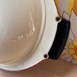 画像8: 大きいホーロー製土鍋　浅鍋　蓋にピンクローズ　花柄ホーロー鍋　vintage (8)