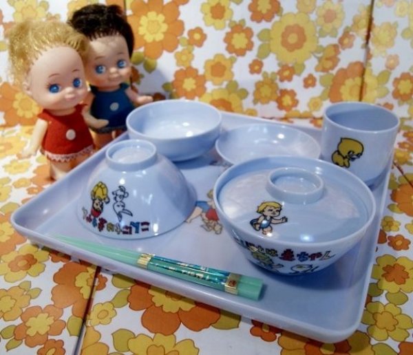 画像1:  こんにちは赤ちゃん　食べ初めセット　子供食器　　ブルー　PS40 (1)
