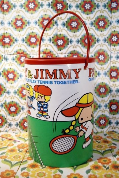 画像1: 激レア　サンリオ旧ロゴ　パティ＆ジミー　１９７６年初期　ゴミ箱　ダストボックス　KG159 (1)
