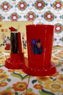 TOWA トーワ箸立て オレンジイエロー 花柄 珍品 H43 TOWA トーワ箸立て オレンジイエロー 花柄 珍品 H43