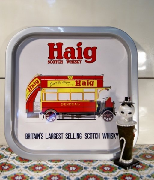 画像1:  Haig スコッチウイスキートレー　ヘイグトレイ　特大サイズ　非売品トレイ 35.5cm TA202 (1)