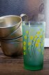 画像1: 黄色小花のグラス　グリーン　すりガラス　G431 (1)