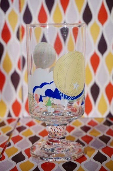 画像1: 足付きグラス　レトロ気球　G451 (1)