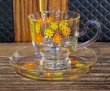 画像3: アデリア　デイジー花柄　ガラス製カップ&ソーサー　状態２種　C321 (3)