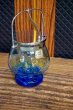 画像1: KAMEI GLASS カメイガラス　色硝子シュガーポット　ブルー　金模様　SG55 (1)