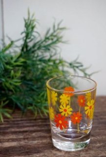 ADERIA アデリア ST tumbler 足付きグラス オレンジ 花柄 レトロ