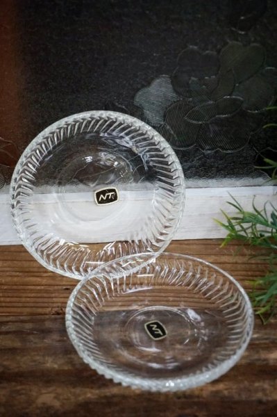 画像1: NT　ニットー　日本陶器　ガラス豆皿　クリアガラス　２枚セット　GUS2 (1)