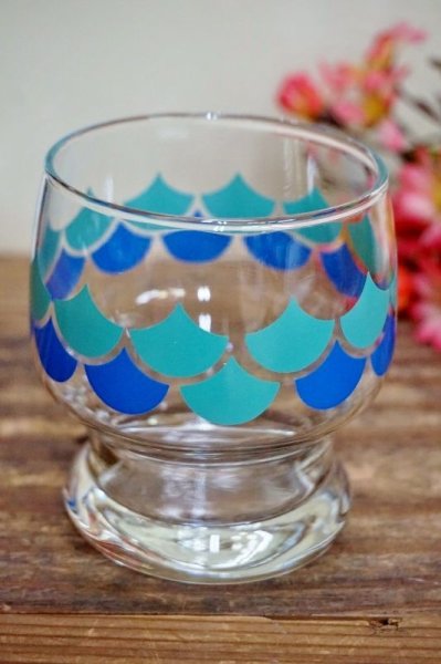 画像1: 佐々木ガラス　ラブリー6タンブラー　くびれグラス　ブルー波グラス　G509 (1)