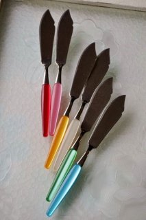 工場直売 キャンディカラー レトロポップ パール柄 15cm バターナイフ カトラリー(スプーン等)