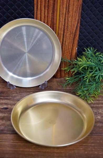 画像1: HOKUSEI ホクセイ　ゴールドアルマイト給食食器皿　アルミ皿　プレート　１７ｃｍ　カラー２種　AZ10　★ (1)