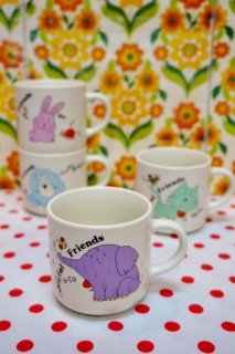 マグカップ　昭和レトロ　ファンシー　猫とクマのキャラクター ファンシーマグカップ にゃんこクラブ カラー2種 YC154
