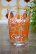 画像1: 佐々木ガラス　オレンジ花柄タンブラー　リーフグラス　G578 (1)