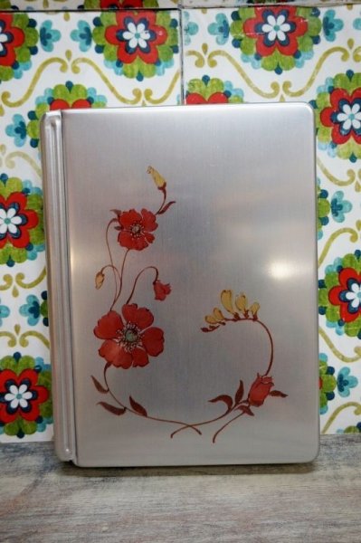画像1: テイネンアルミBOOK弁当箱　はまゆう　特中　花柄　シルバー　BH67 (1)
