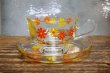 画像2: レトロポップ　アデリア　デイジー花柄　耐熱ガラスカップ＆ソーサー　オレンジ　C185 (2)