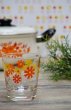 画像1: レトロポップ　アデリア　デイジー　オレンジ花柄ロックグラスサイズ　タンブラーグラス　G725 (1)