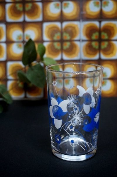 画像1: 東洋ガラス　ブルー&ホワイト　花柄タンブラー　グラス　G779 (1)