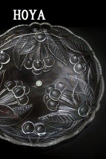 HOYA 保谷クリスタル ガラスのプレートセット 可愛いチェリー