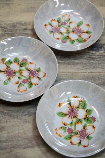 画像1: パール　花柄食器　取り皿　サラダに。3個セット　SS154 (1)