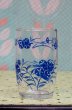 画像1: ブルー　撫子　花柄グラス　タンブラー　G937 (1)