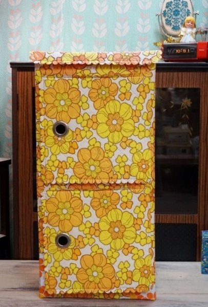 画像1: ビニール収納ケース　花柄　レトロポップ　70年代　2段ボックス　デッドストック　KG670 (1)