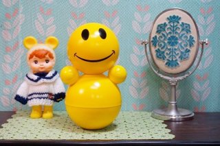 おきあがりこぼし   【とんがり帽子】   3体セット   日本製 復刻 縁付きとんがり帽子のおきあがりこぼし M ピンク GN8