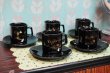 画像2: coffee・tea 　ブラックに金のカッコいい模様のカップ＆ソーサー5客セット　CS69 (2)
