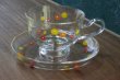 画像2: ADERIA　アデリア　ガラスカップ＆ソーサー　丸い花柄　C33　 (2)