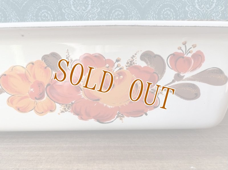 画像4: ワカバト　角型ホーローおでん鍋　オレンジ系　花柄　HN301 (4)