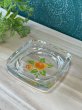 画像1: アデリアガラス　ガラス灰皿　アシュトレイ　ポップな花柄　オレンジ　TA276 (1)