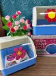 画像2: 蝶印マスコットボックス　フードケース　調味料収納ケース　花柄シールつき　ブルー小　各種おまけシール付き　KK87 (2)