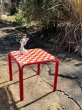 画像1: 昭和ファンシー　赤パイプ家具　赤フラッグ　ガラステーブルミニサイズ　vintage　USED　KG729 (1)
