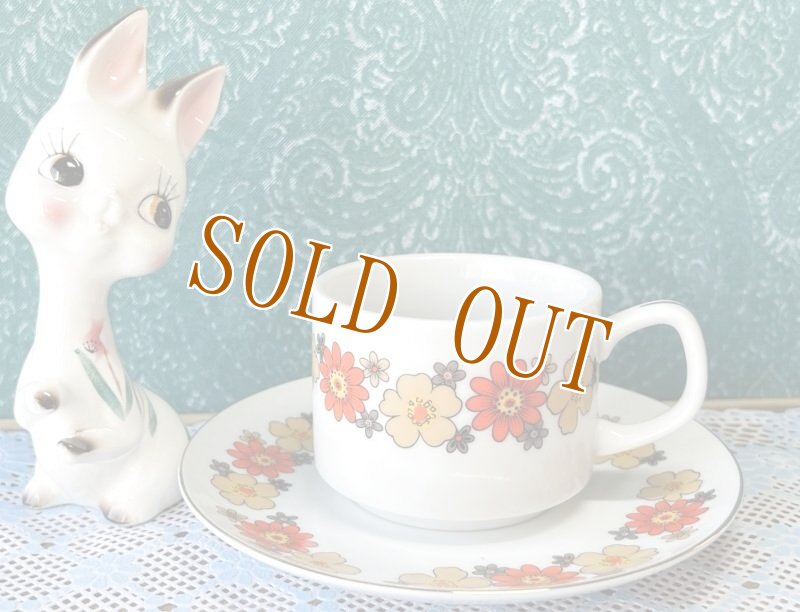 画像3: HEIWA　FINECHINA　レトロポップなオレンジの花柄カップ＆ソーサー　1客　C324 (3)