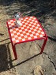 画像2: 昭和ファンシー　赤パイプ家具　赤フラッグ　ガラステーブルミニサイズ　vintage　USED　KG729 (2)