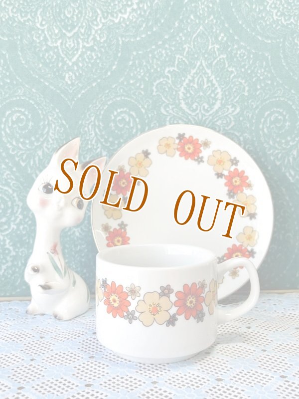 画像6: HEIWA　FINECHINA　レトロポップなオレンジの花柄カップ＆ソーサー　1客　C324 (6)