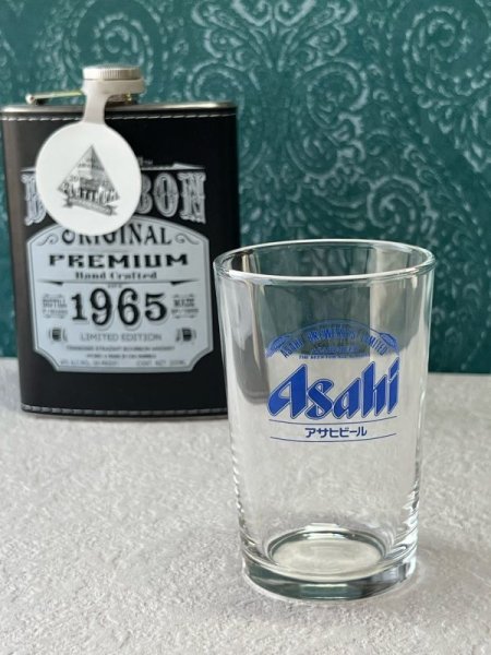 画像1: ASAHI　BEER　アサヒビール　ノベルティグラス　ブルーロゴ　1個　GL224 (1)