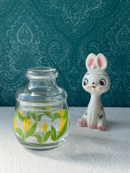 画像1: HOYA　保谷　ガラスキャニスター　チューリップ　花柄容器　１個　GC140 (1)