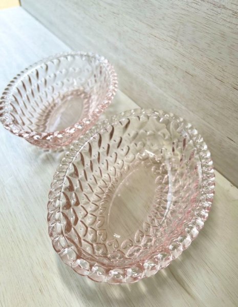 画像1: TOYO　東洋ガラス　シャンゼリーゼ　楕円深皿　ハート　ピンク　ガラス器　各種セット　GUS196 (1)