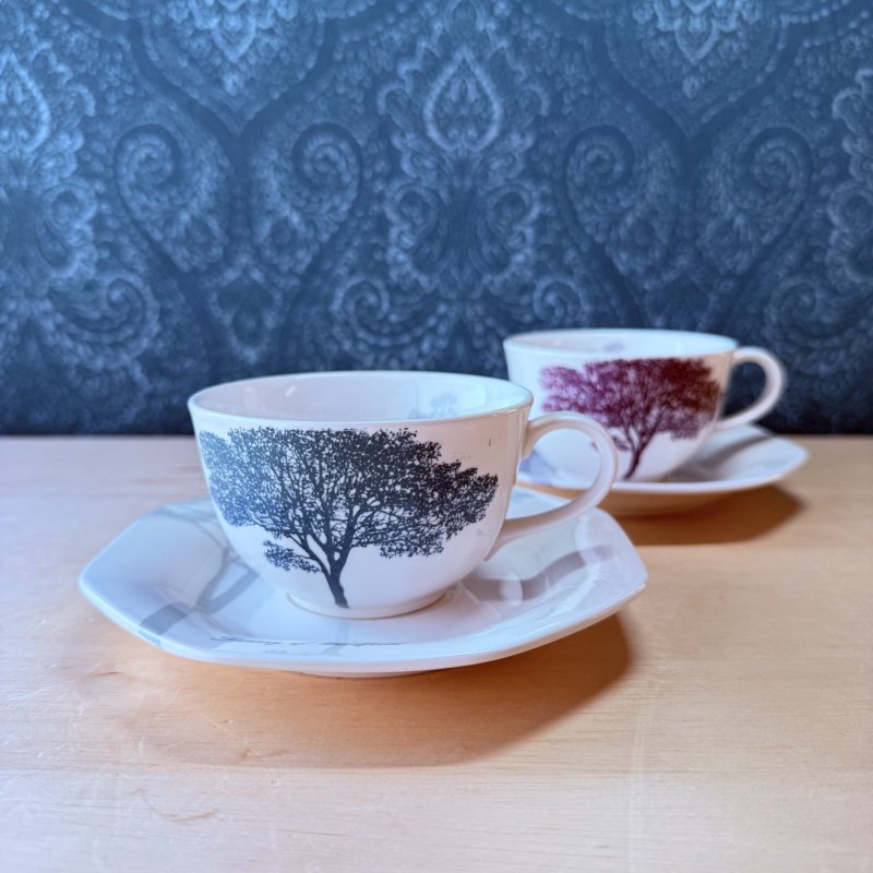 画像1: NORITAKE　CRAFTONE　WOODFIELD　ノリタケ　クラフト―ン　カップ&ソーサー 2客セット (1)