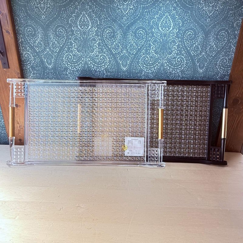 画像1: クリスタルDXワールド手付盆　都　ワールド印プラスチックトレイ　大きめトレー　配膳トレイ　各色 (1)