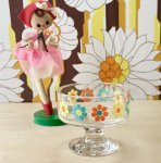 画像1: 佐々木ガラス　レトロポップ花柄　アイスクリームカップ　デザートグラス　 (1)