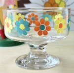画像2: 佐々木ガラス　レトロポップ花柄　アイスクリームカップ　デザートグラス　 (2)