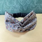 画像1: 梅雨の季節に便利なhäpihäpi handmade ねじりヘアターバン　ヘアバンド　カチューム　綿ビエラモダン柄 (1)