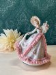 画像1: 陶器製オルゴール人形　レースピンクドレスの女性　 (1)