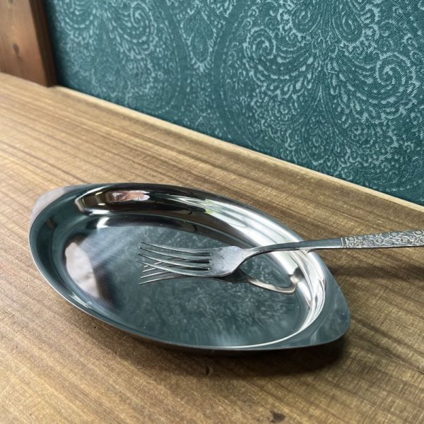 画像1: 純喫茶　パール金属　パトリシア楕円ステンレスプレート　深皿　グラタン皿　 (1)