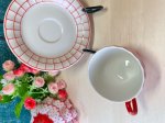 画像6: 三郷　SANGO　CHINA[　レトロファンシーな赤いチェックのカップ＆ソーサー　1客 (6)