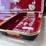 画像5: ワインカラーに白い薔薇　花柄トレー　卓上トレイ　3枚セット (5)