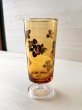 画像4: ADERIAアデリア　ゴールドローズ　アンバーガラスの足付きグラス　花柄 (4)